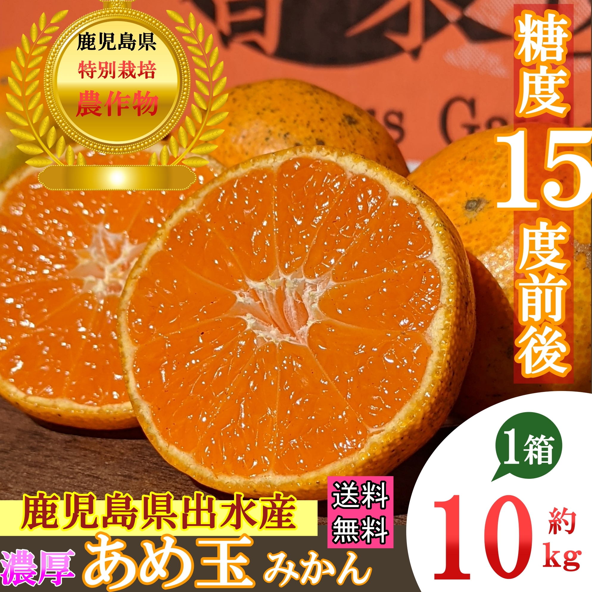 非公開: 【特別栽培・最高金賞】温州みかん日本一 糖度15度前後★完熟収穫★濃甘あめ玉みかん 10kg